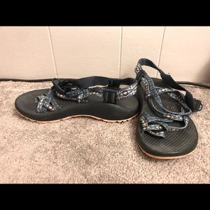 Beautiful blue and orange chacos